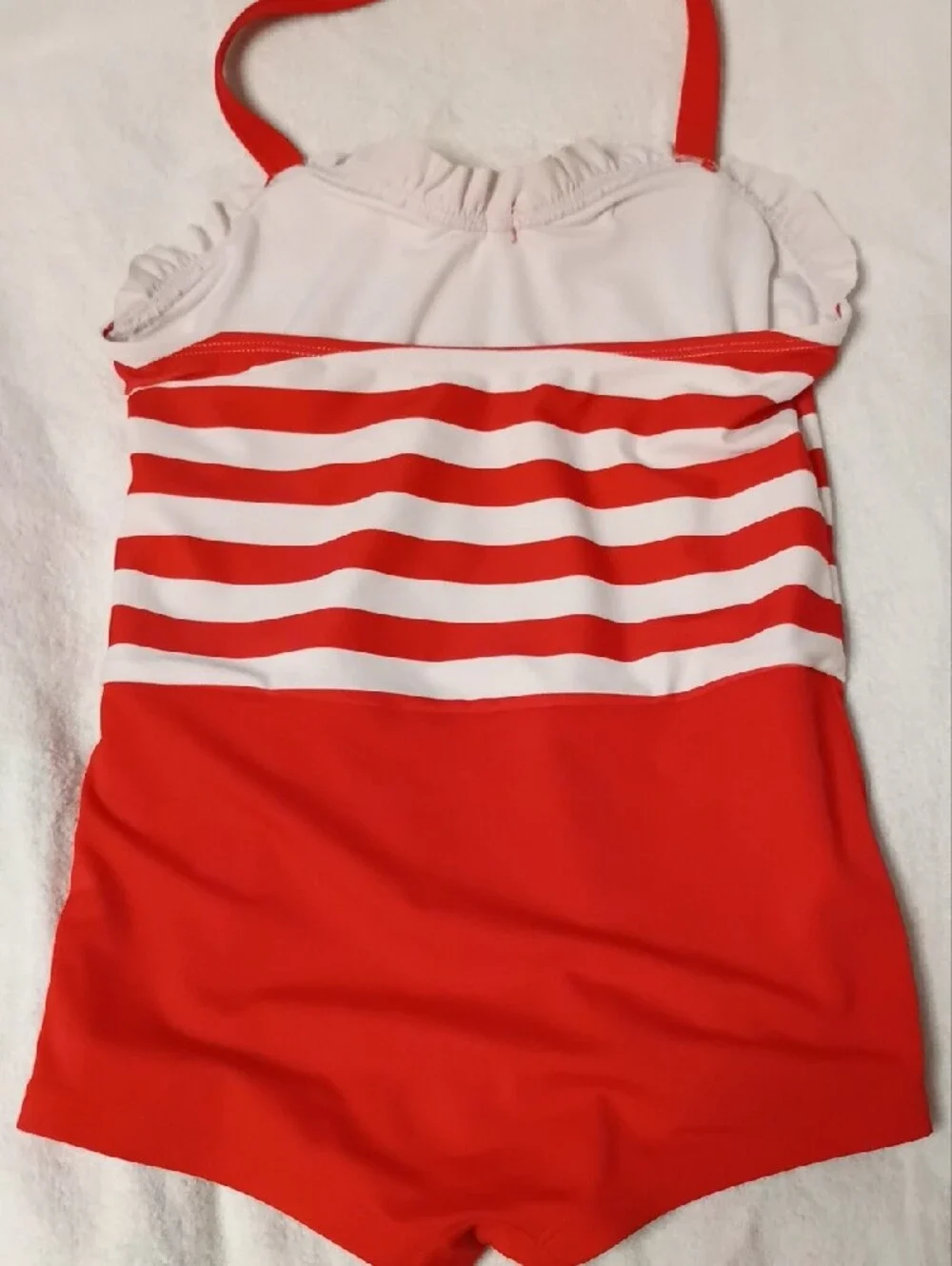 Janie and Jack Red and White Striped One-Piece with Bow